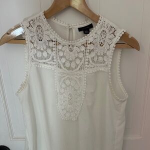 Halogen Nordstrom White Sleeveless Tank with Embroidered Detailing